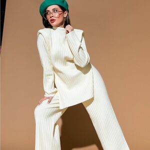 Dressed in LALA Luxe Ribbed Sweater set in Ivory